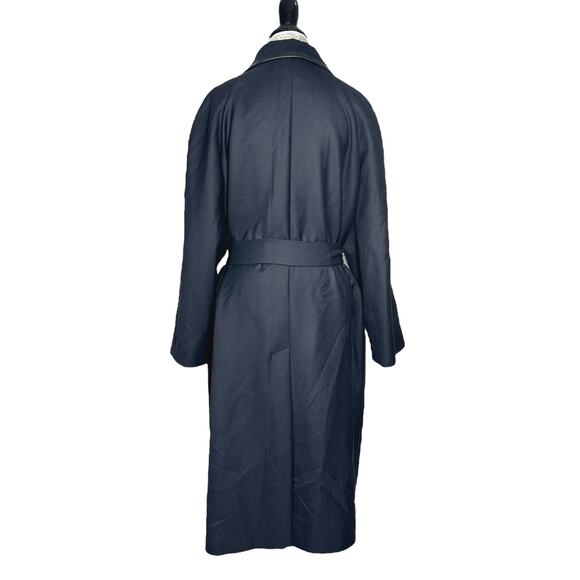 Louis Ferard | Women | Black Virgin Wool Leather Mid Belted Trench Coat | US 16 - Picture 3 of 16